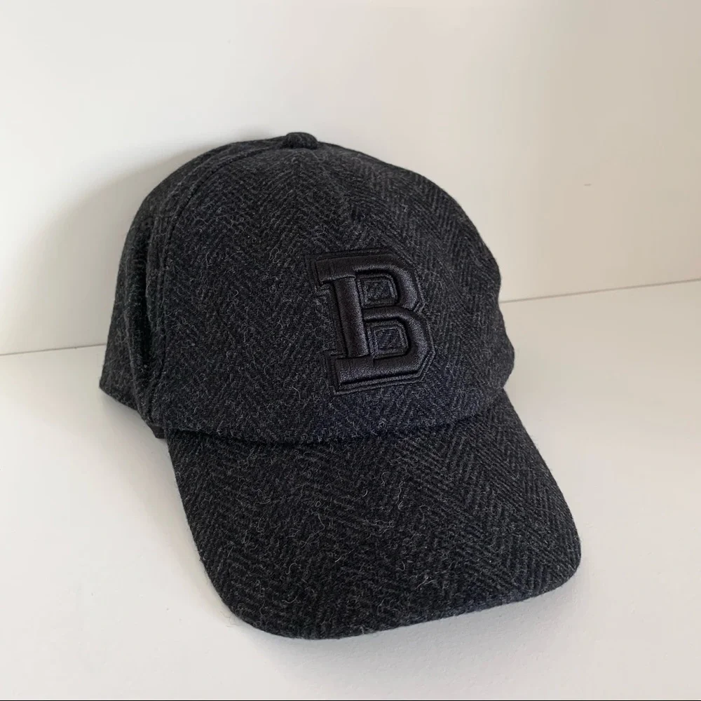B wool leather Herringbone cap hat